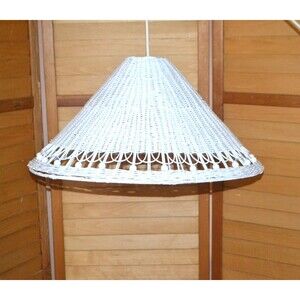 Vintage Lamp Wicker Dome Stick and Ball Hanging